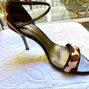 Paolo Off White & Brown Pony Heels